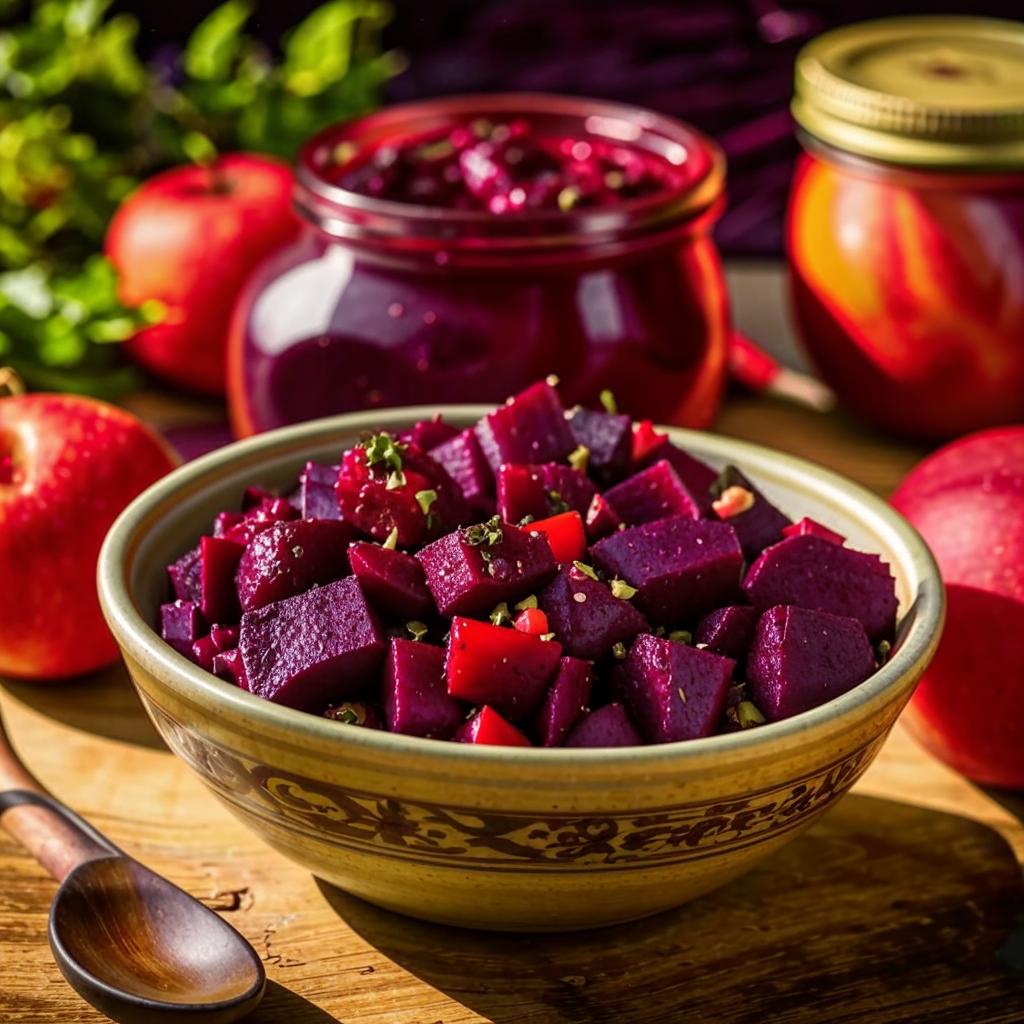 Рецепт квашеной свеклы с яблоками и имбирем